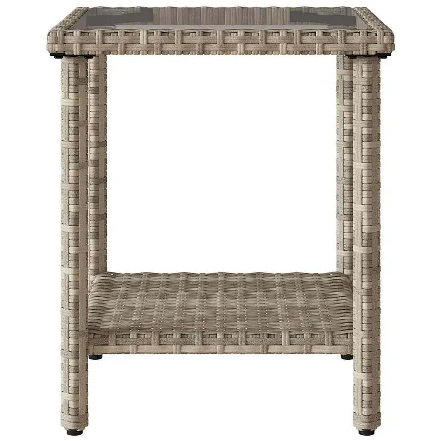 Canapé de jardin table et coussins en forme de L gris clair - 8