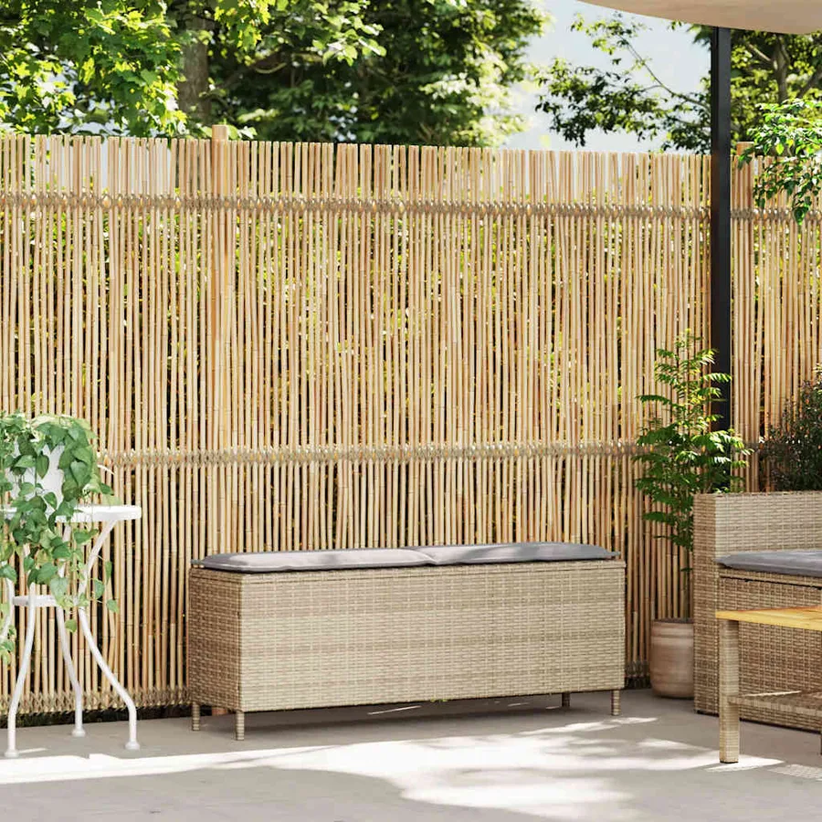 Banc de jardin avec coussin beige 110x30x40,5 cm résine tressée - 2