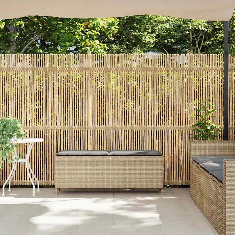 Banc de jardin avec coussin beige 110x30x40,5 cm résine tressée - 3