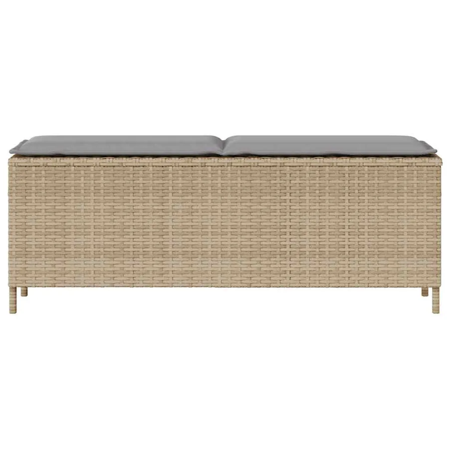 Banc de jardin avec coussin beige 110x30x40,5 cm résine tressée - 4