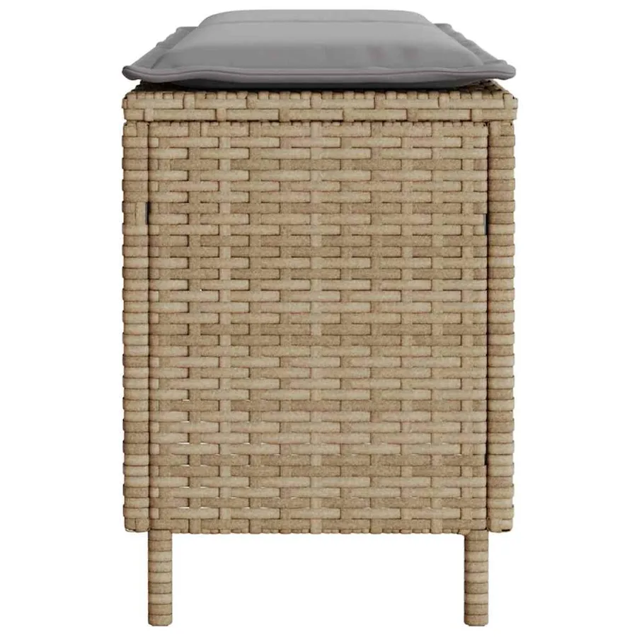 Banc de jardin avec coussin beige 110x30x40,5 cm résine tressée - 5