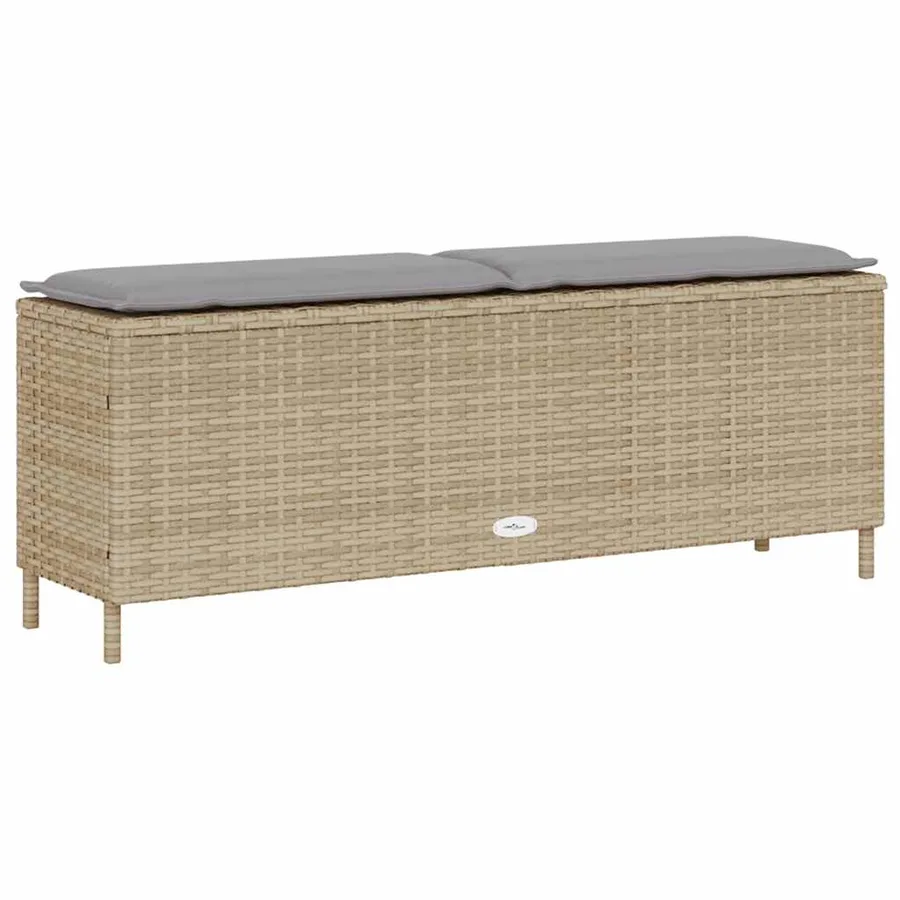Banc de jardin avec coussin beige 110x30x40,5 cm résine tressée - 6