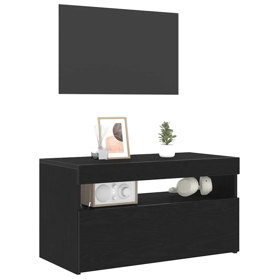 Meuble TV avec LED Chêne noir 75 x 35 x 40 cm Bois d'ingénierie - 3