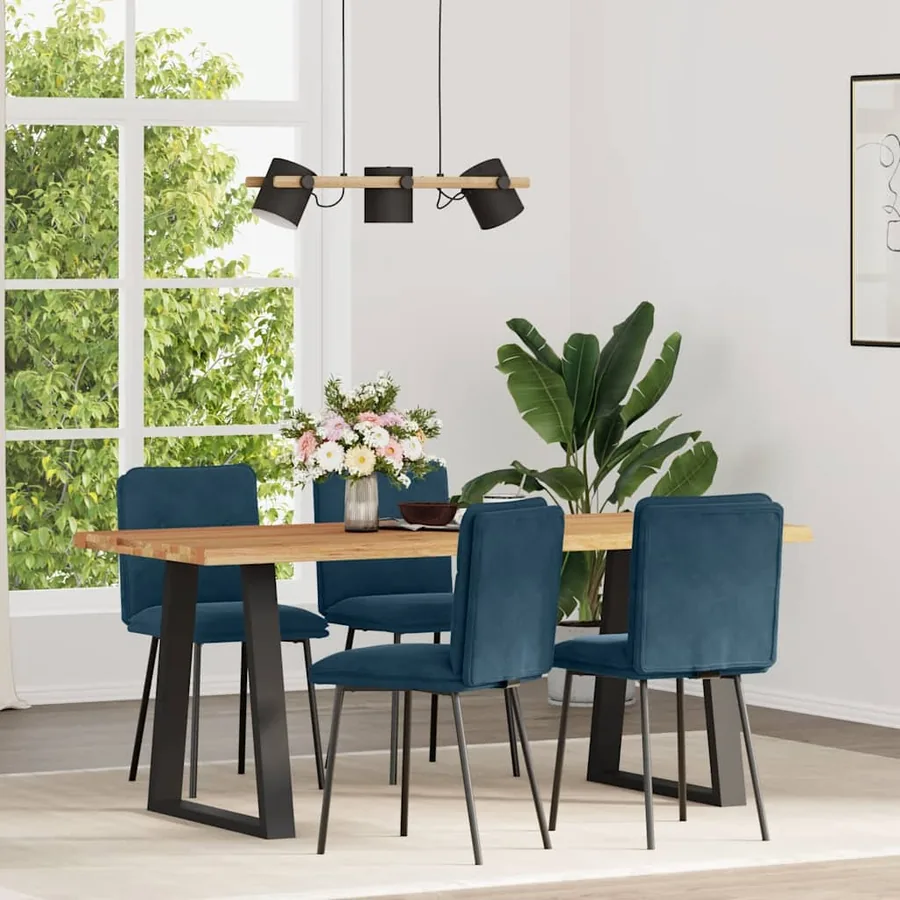 Chaises à manger lot de 4 Bleu Velours