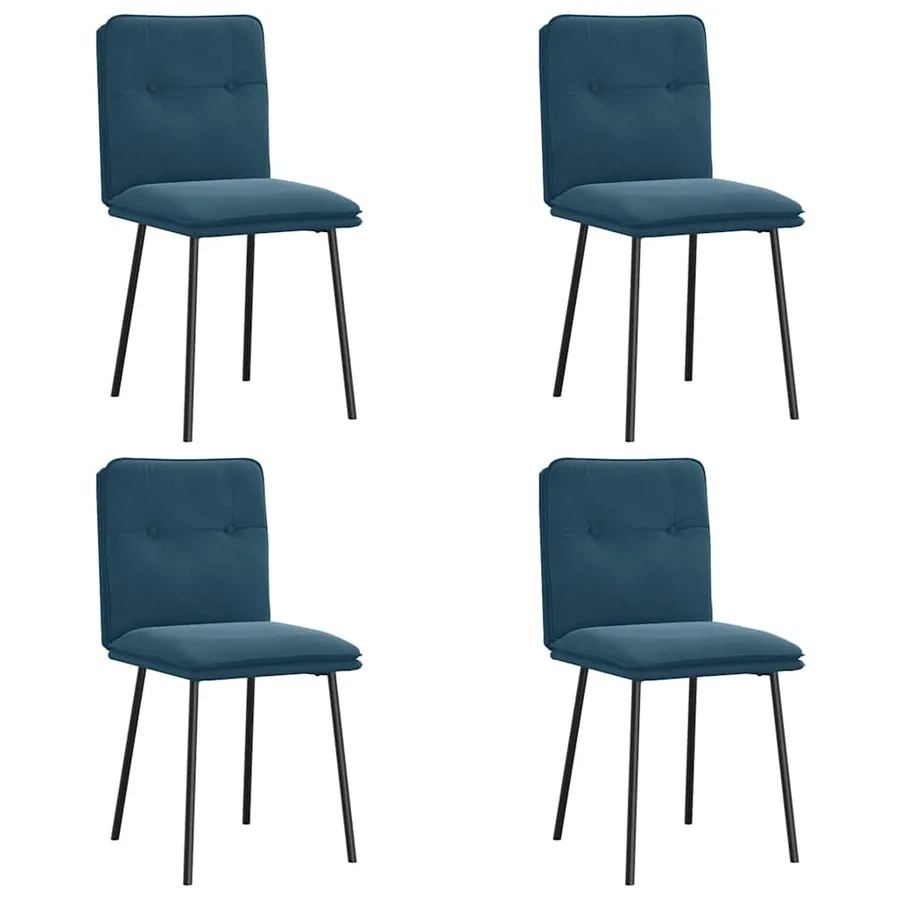 Chaises à manger lot de 4 Bleu Velours - 2