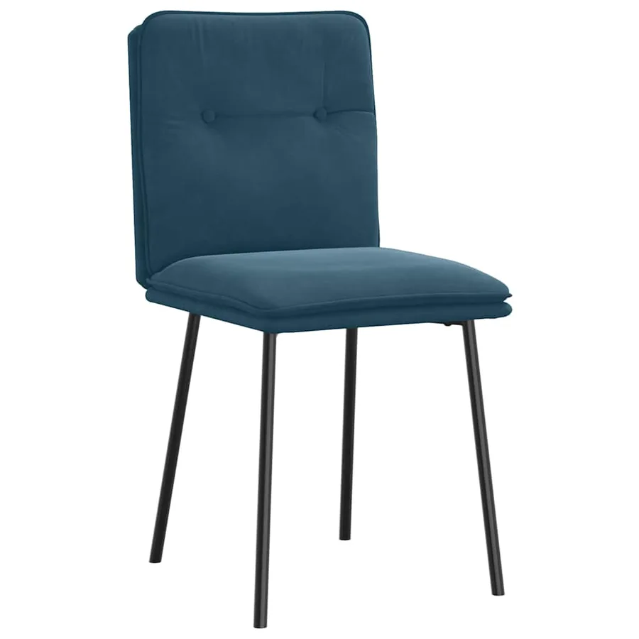 Chaises à manger lot de 4 Bleu Velours - 3