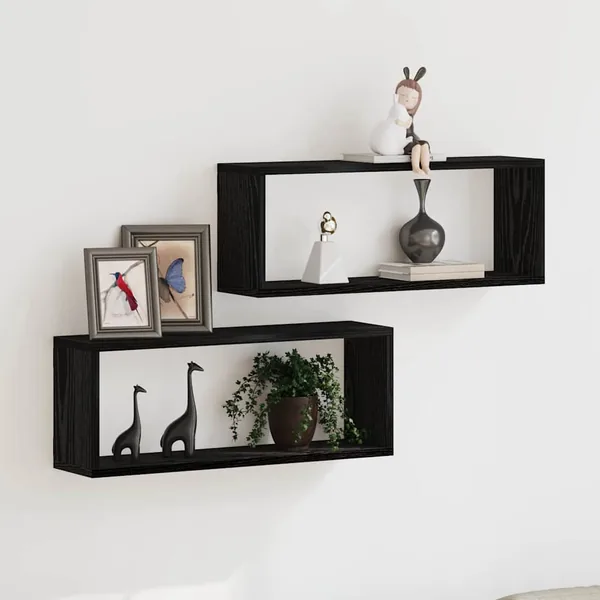 Étagères Murales avec étagère 2 pcs Chêne noir 60 x 15 x 23 cm