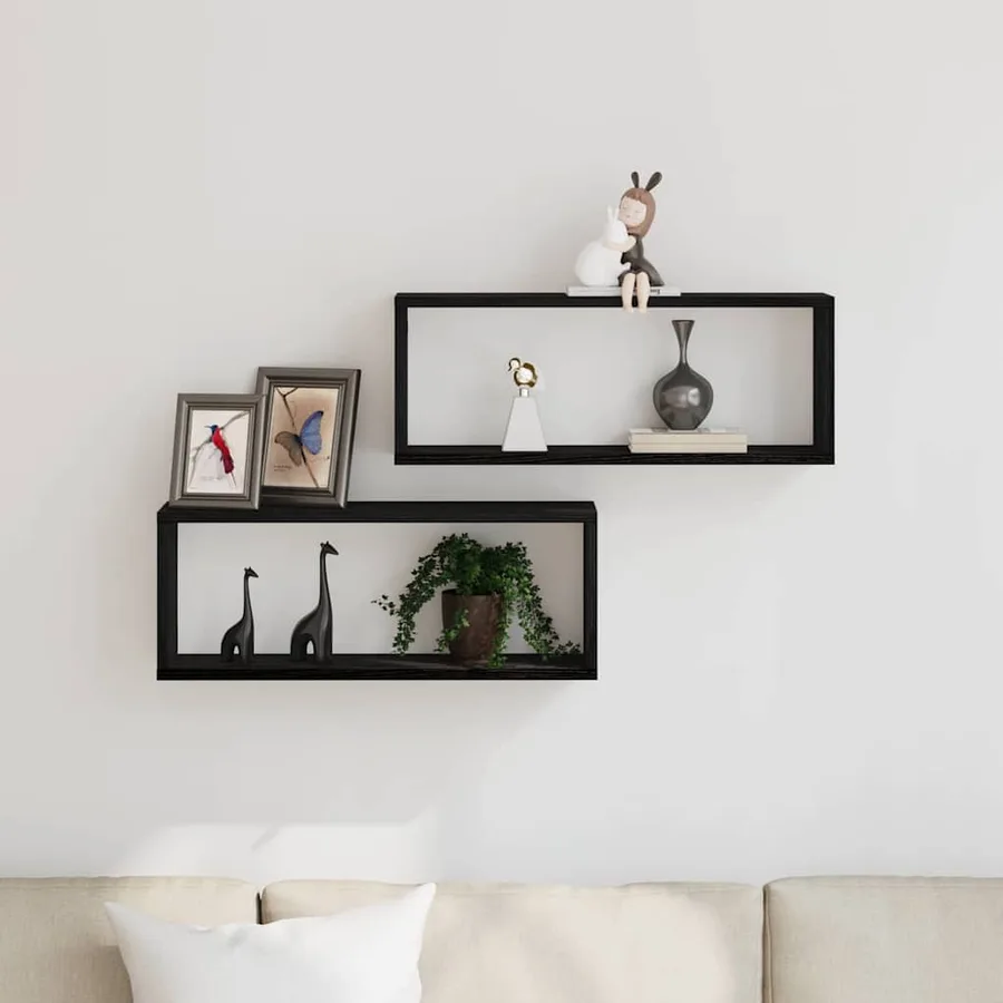 Étagères Murales avec étagère 2 pcs Chêne noir 60 x 15 x 23 cm - 4