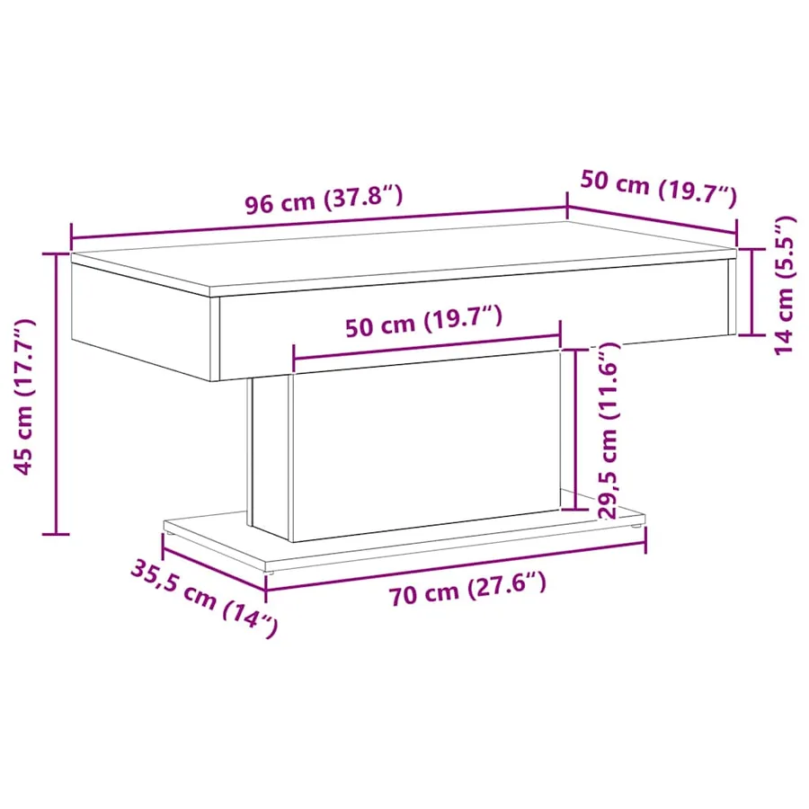 Table basse Chêne noir 96 x 50 x 45 cm Bois d'ingénierie - 8