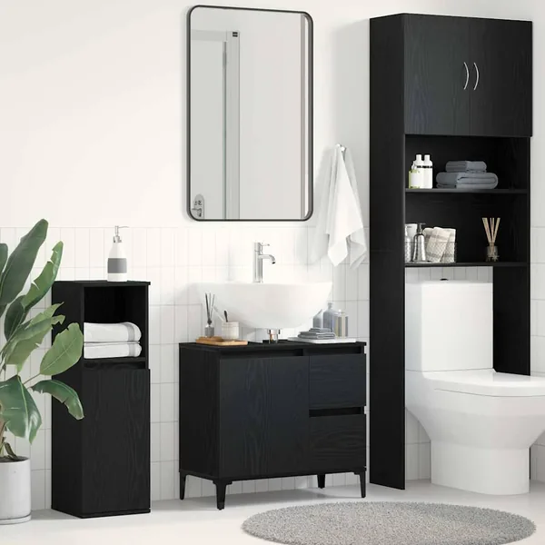 Cabinet de salle de bain avec tiroir Chêne noir 65 x 33 x 60 cm
