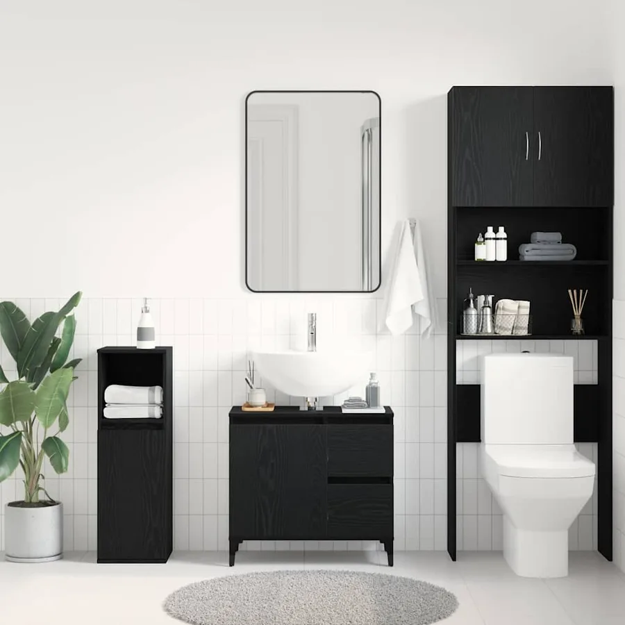 Cabinet de salle de bain avec tiroir Chêne noir 65 x 33 x 60 cm - 4