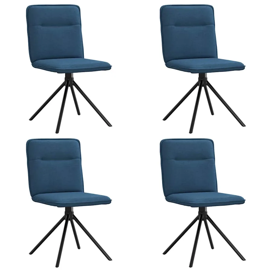 Chaises à manger lot de 4 bleu tissu - 2