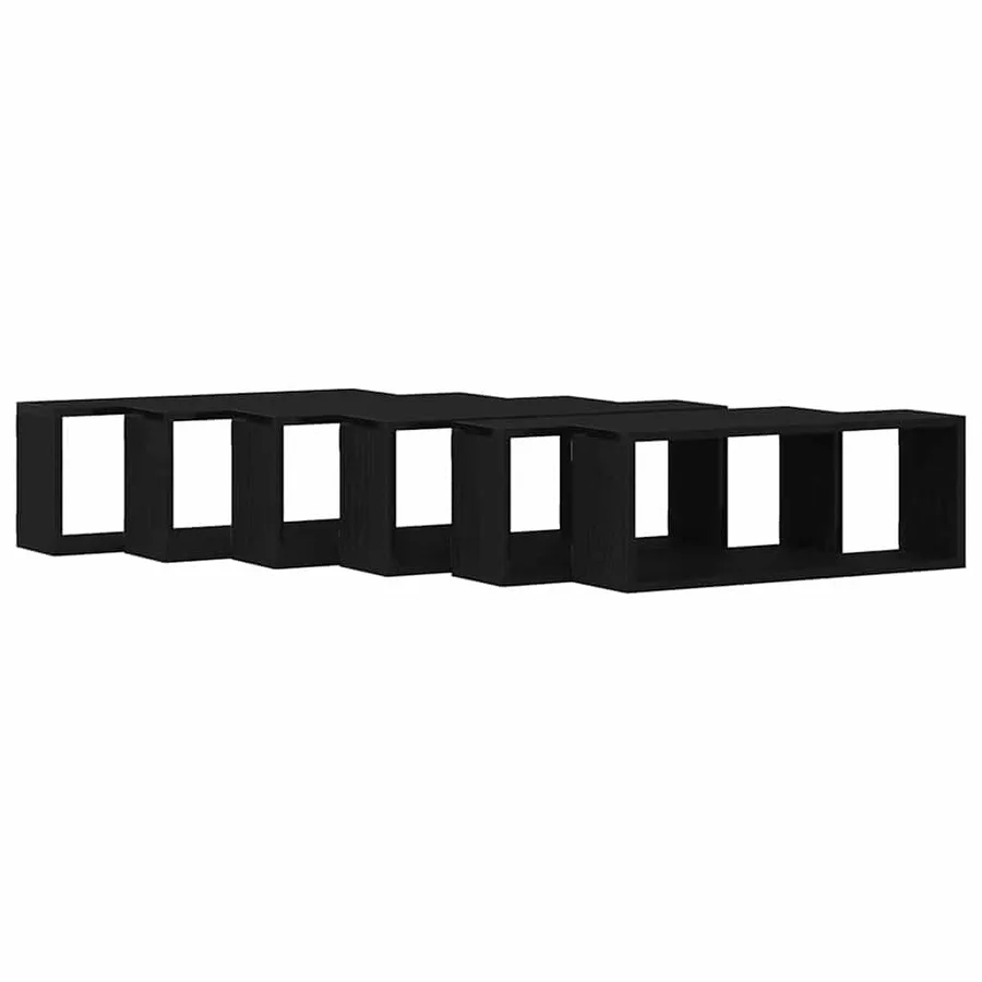 Étagères Murales avec étagère 6 pcs Chêne noir 60 x 15 x 23 cm - 2