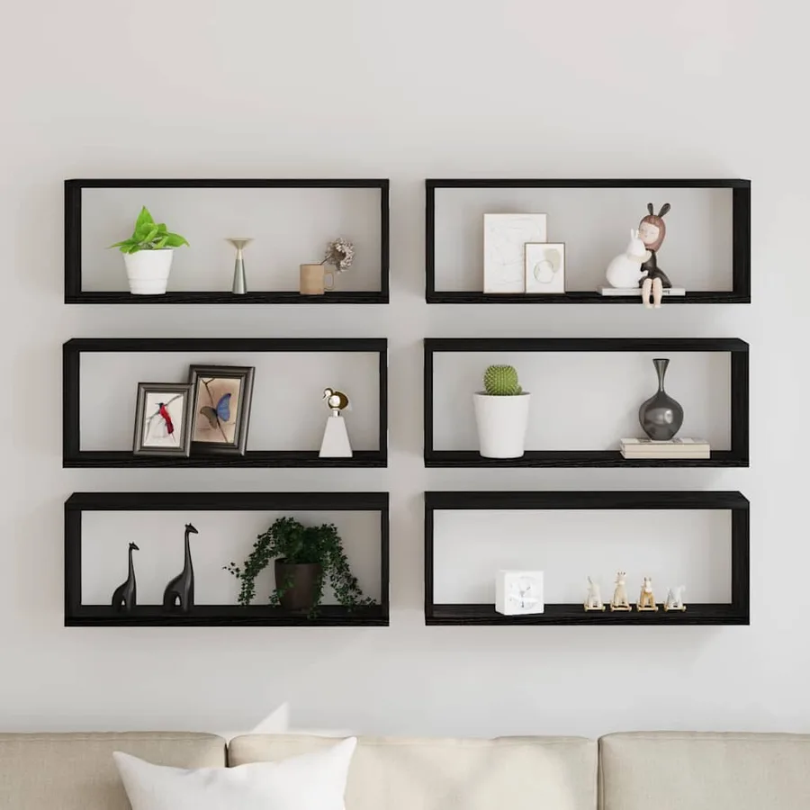 Étagères Murales avec étagère 6 pcs Chêne noir 60 x 15 x 23 cm - 4