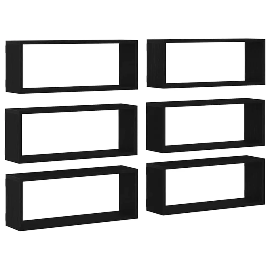 Étagères Murales avec étagère 6 pcs Chêne noir 60 x 15 x 23 cm - 6