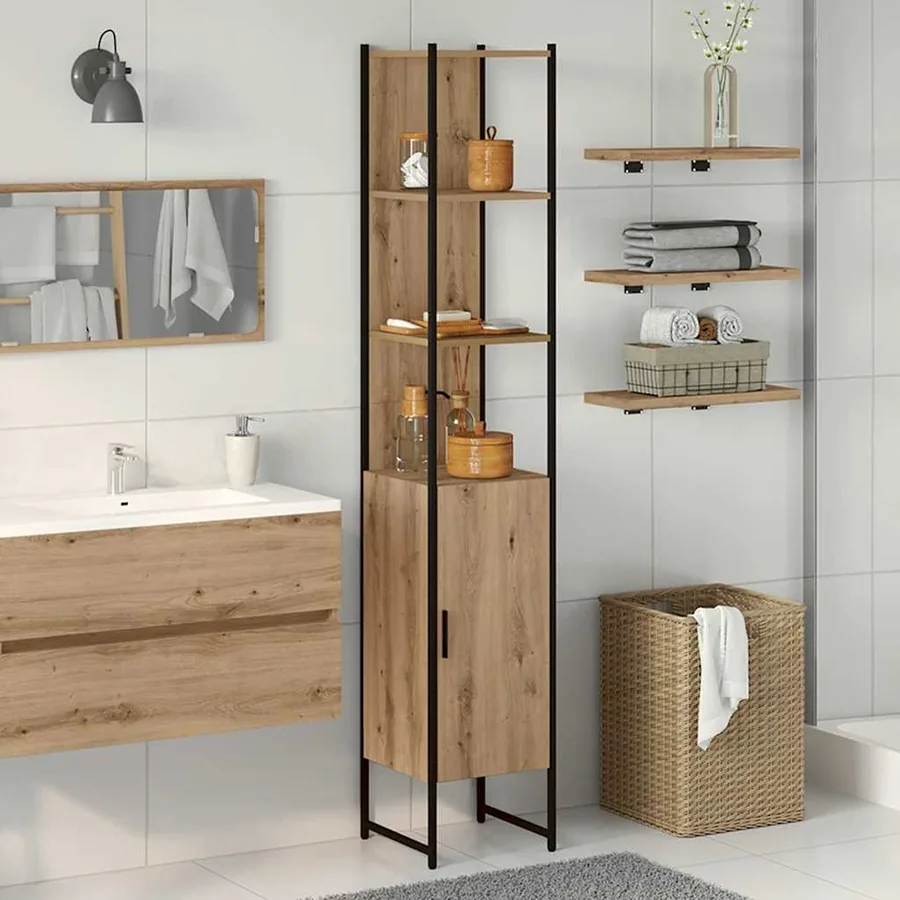 Armoire de salle de bain chêne artisanal 33 x 33 x 185,5 cm