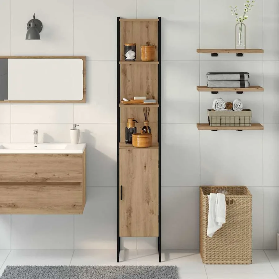 Armoire de salle de bain chêne artisanal 33 x 33 x 185,5 cm - 4