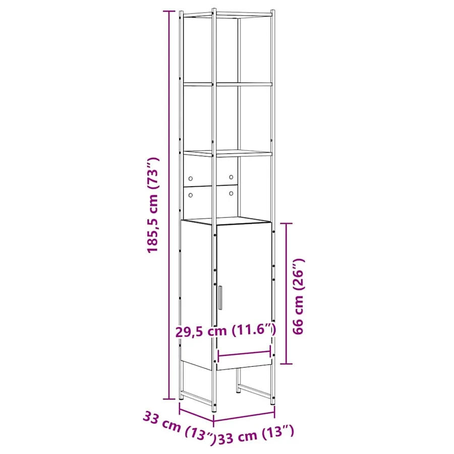 Armoire de salle de bain avec étagère Sonoma 33 x 33 x 185,5 cm - 8