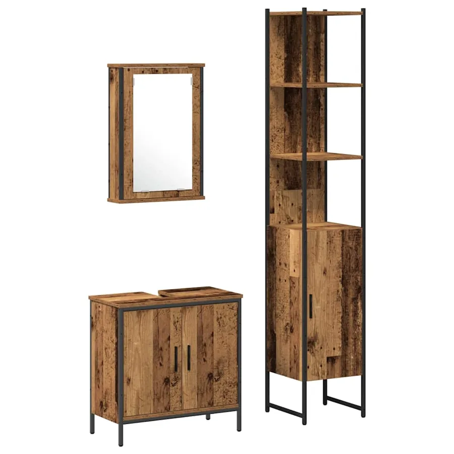 Ensemble de mobilier de salle de bain avec étagère 3 pcs Marron - 2