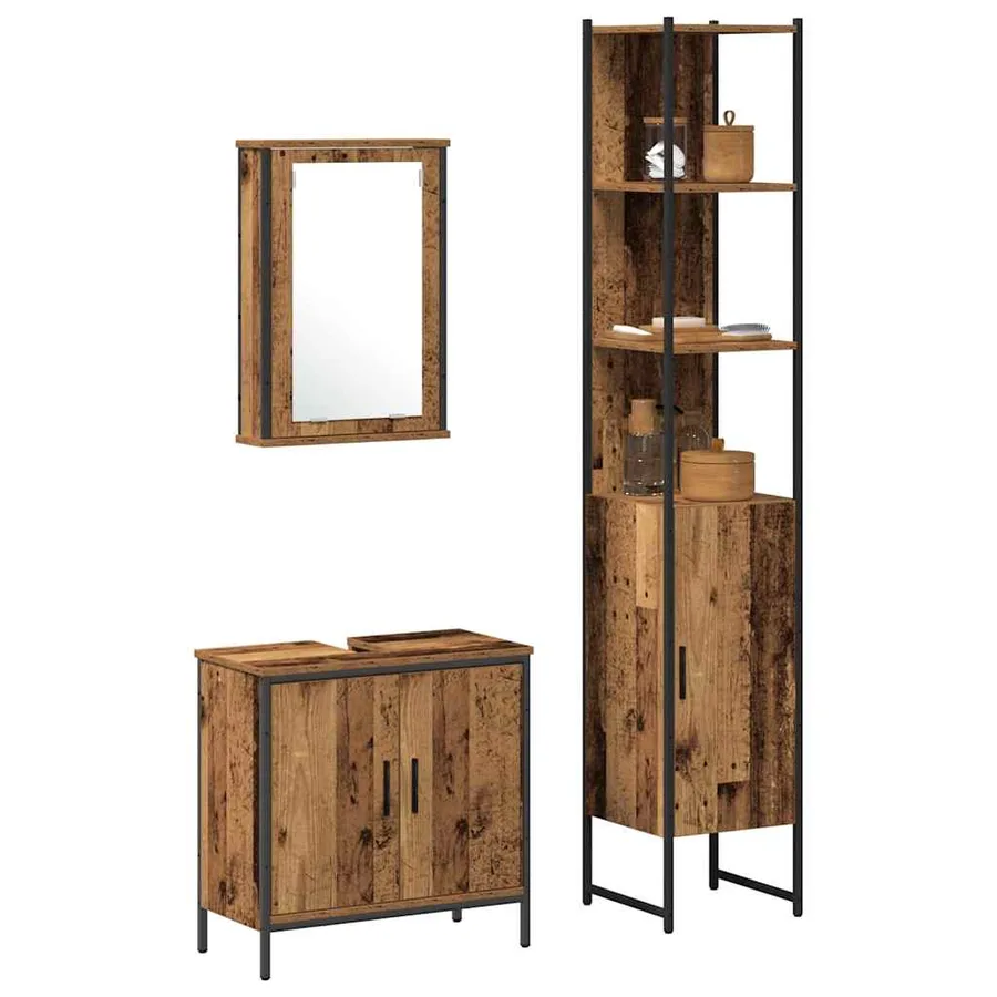 Ensemble de mobilier de salle de bain avec étagère 3 pcs Marron - 3