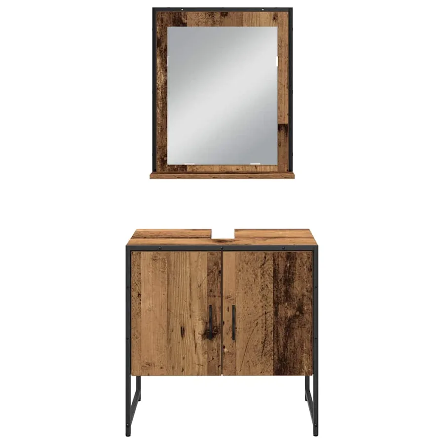 Ensemble de mobilier de salle de bain avec porte 4 pcs Marron - 10