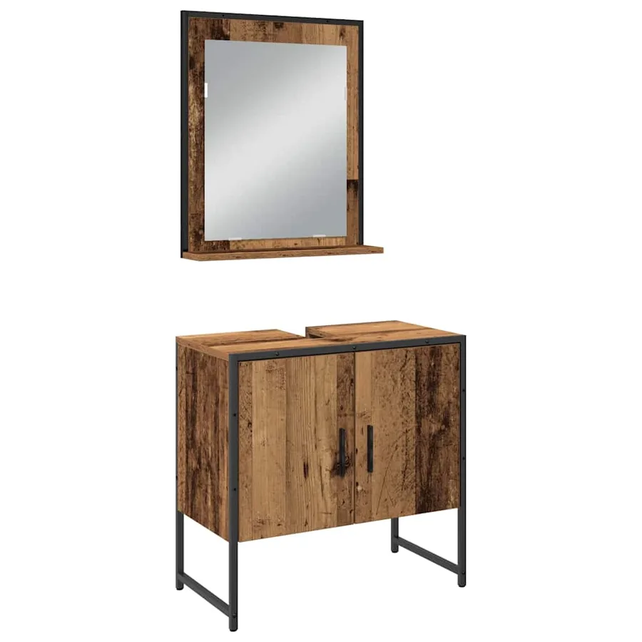 Ensemble de mobilier de salle de bain avec porte 4 pcs Marron - 7