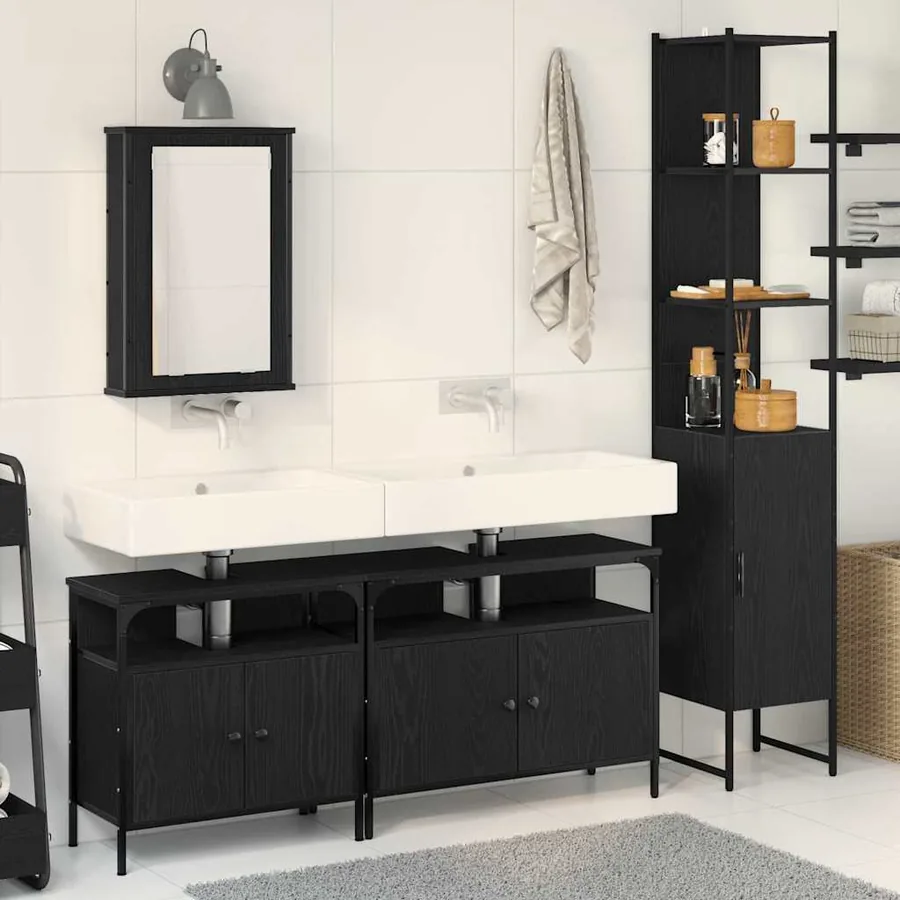 Ensemble de mobilier de salle de bain 4 pcs Chêne noir