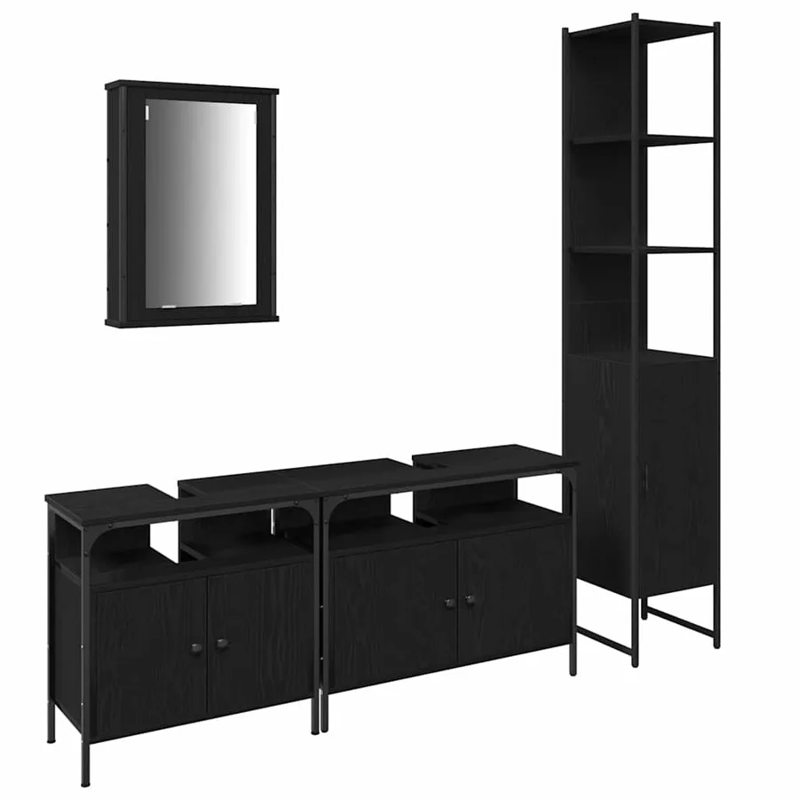 Ensemble de mobilier de salle de bain 4 pcs Chêne noir - 2