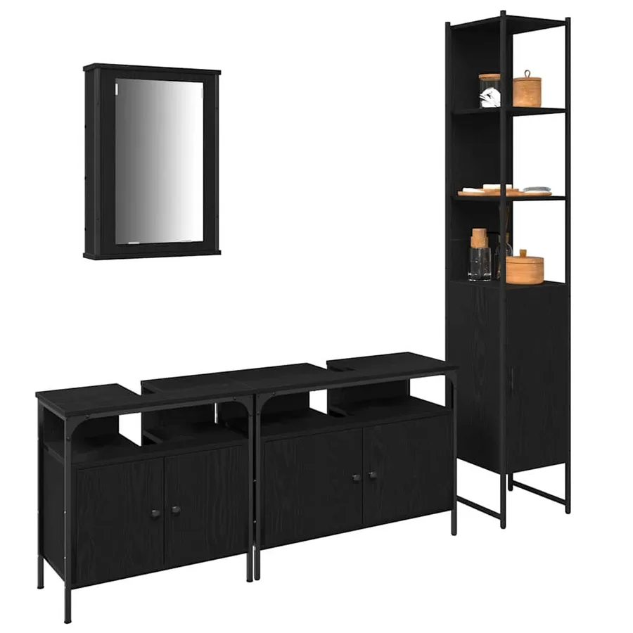 Ensemble de mobilier de salle de bain 4 pcs Chêne noir - 3