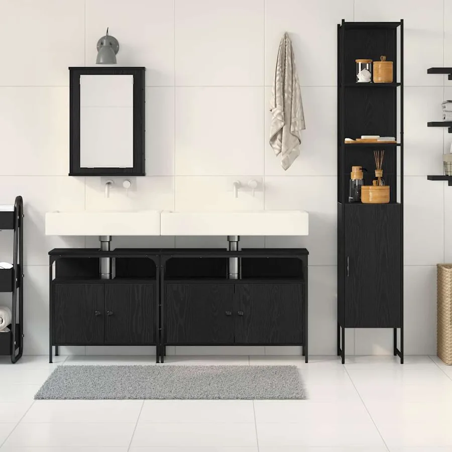 Ensemble de mobilier de salle de bain 4 pcs Chêne noir - 4