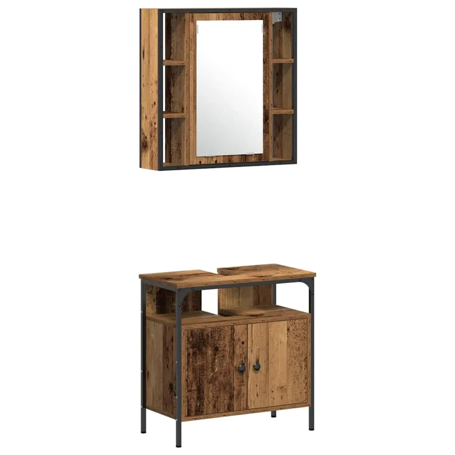 Ensemble de mobilier de salle de bain 4 pcs Bois Ancien - 6