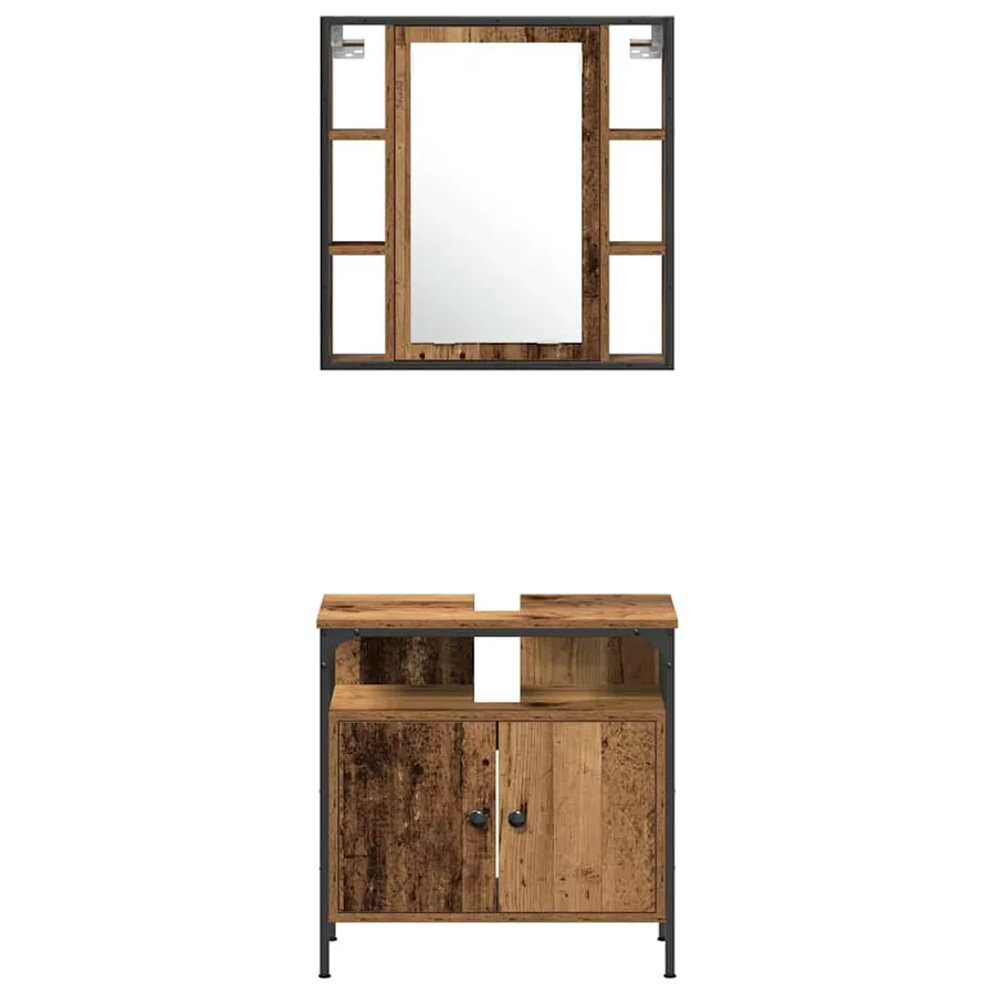 Ensemble de mobilier de salle de bain 4 pcs Bois Ancien - 9