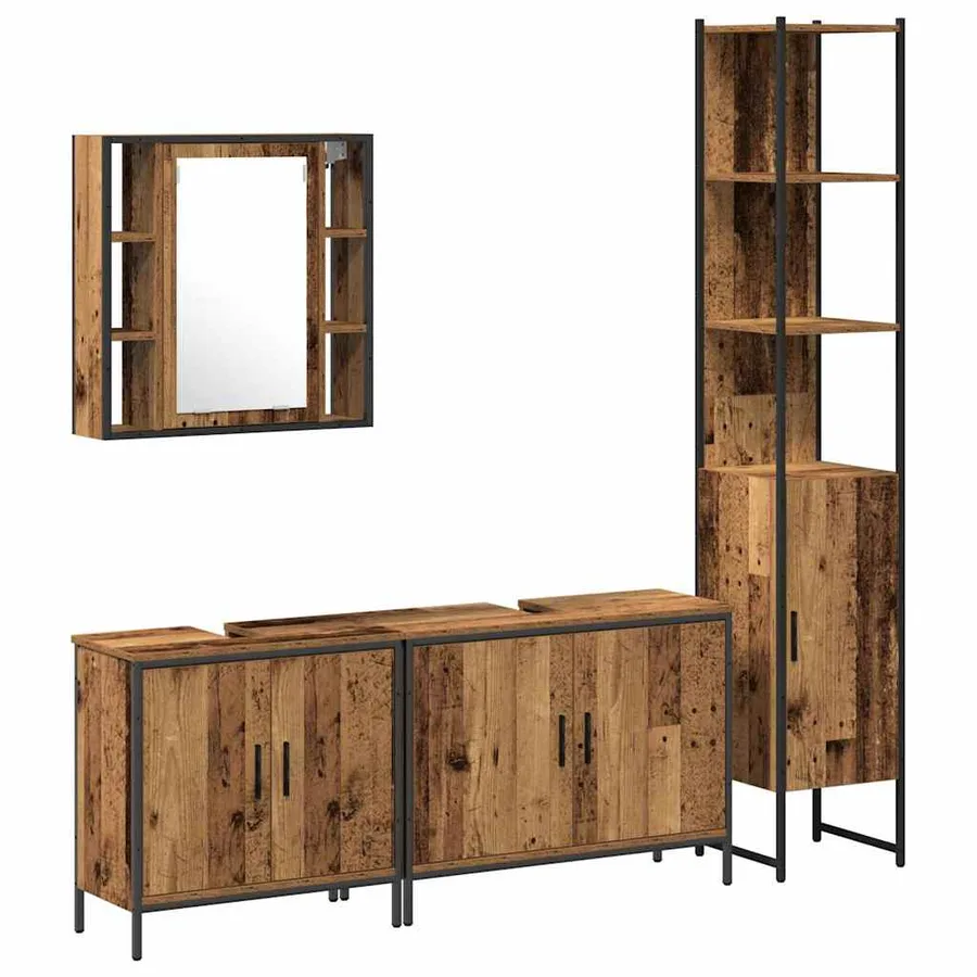 Ensemble de mobilier de salle de bain avec étagère 4 pcs Marron - 2