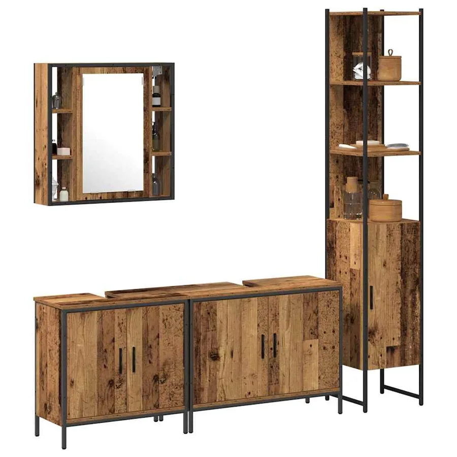 Ensemble de mobilier de salle de bain avec étagère 4 pcs Marron - 3
