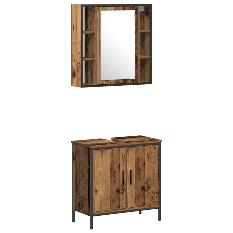 Ensemble de mobilier de salle de bain avec étagère 4 pcs Marron - 6