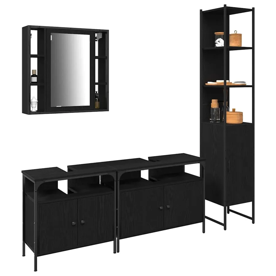 Ensemble de mobilier de salle de bain 4 pcs Chêne noir - 3
