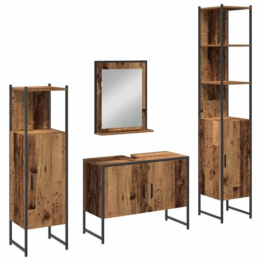 Ensemble de mobilier de salle de bain avec étagère 4 pcs Marron - 2