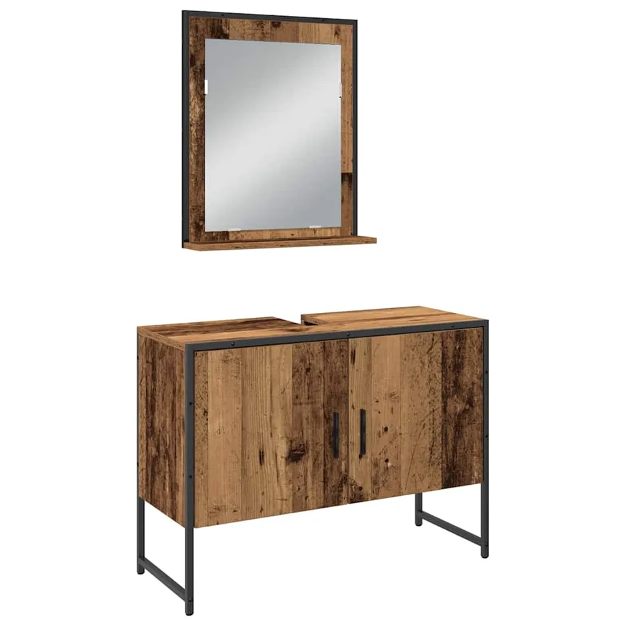 Ensemble de mobilier de salle de bain avec étagère 4 pcs Marron - 7