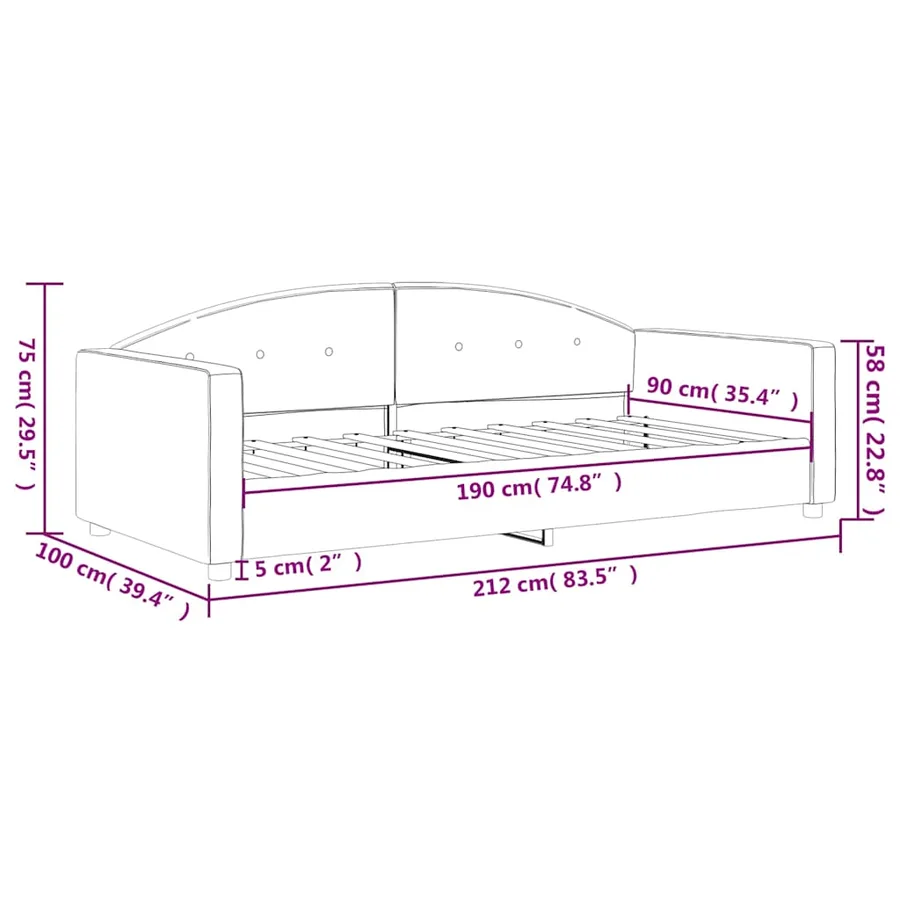 Lit de repos gris foncé 90x190 cm velours - 8