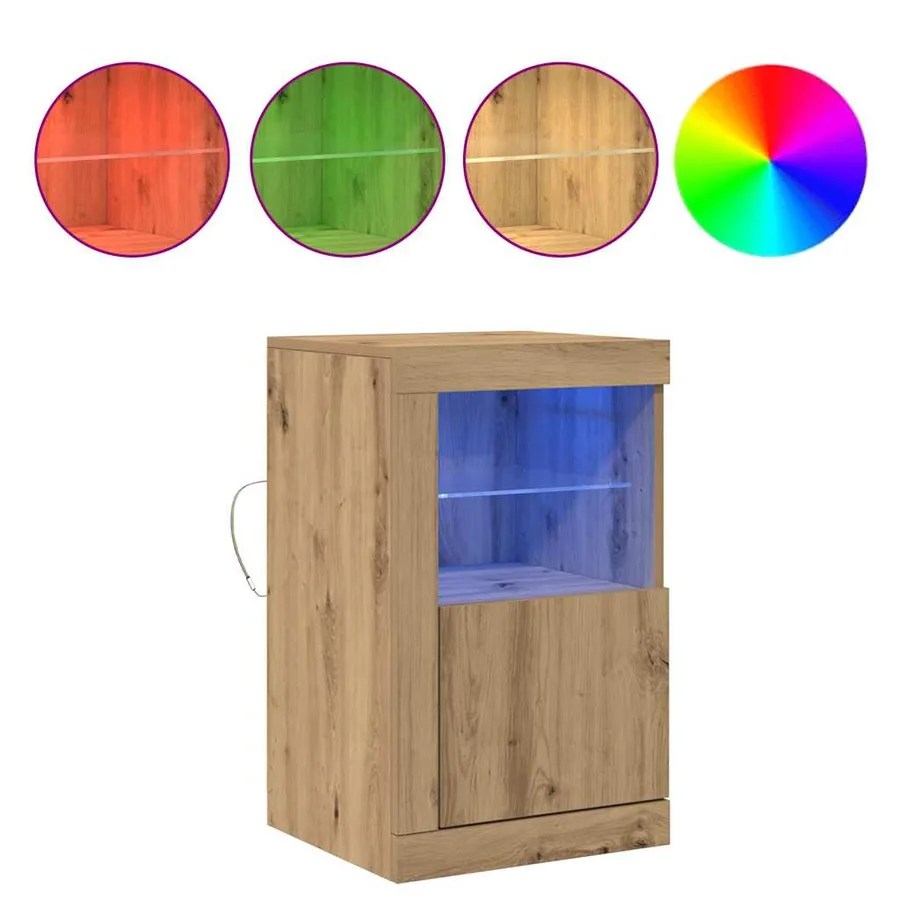 Buffet LED 2 pc 41 x 37 x 67 cm Bois d'ingénierie - 4
