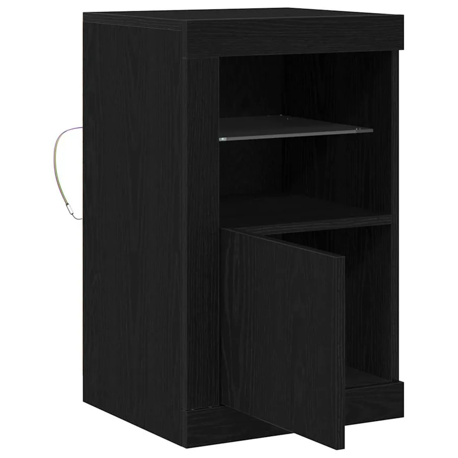 Buffet LED 2 pcs Chêne noir 41 x 37 x 67 cm Bois d'ingénierie - 7