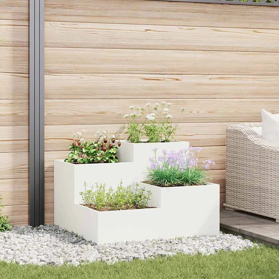 Cache-pot de jardin Blanc 100 x 100 x 60 cm Acier
