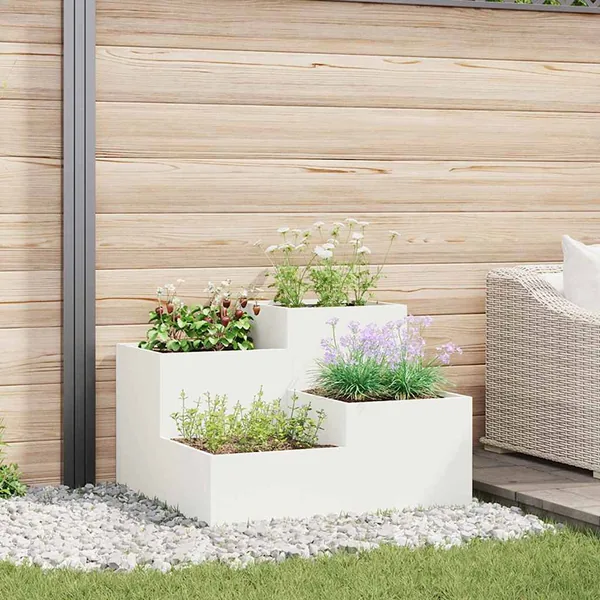 Cache-pot de jardin Blanc 100 x 100 x 60 cm Acier
