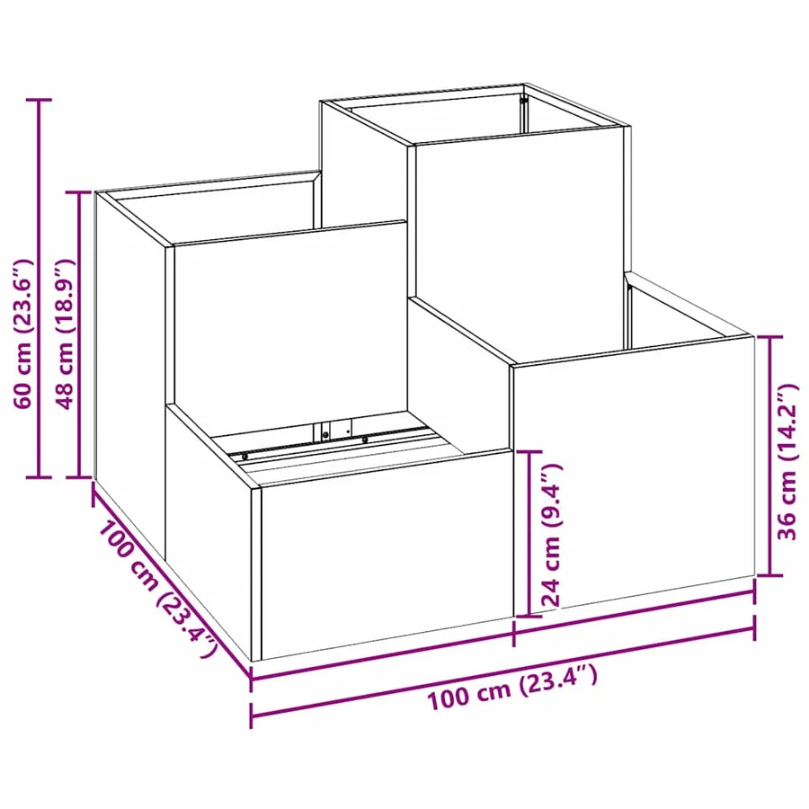 Cache-pot de jardin Blanc 100 x 100 x 60 cm Acier - 12