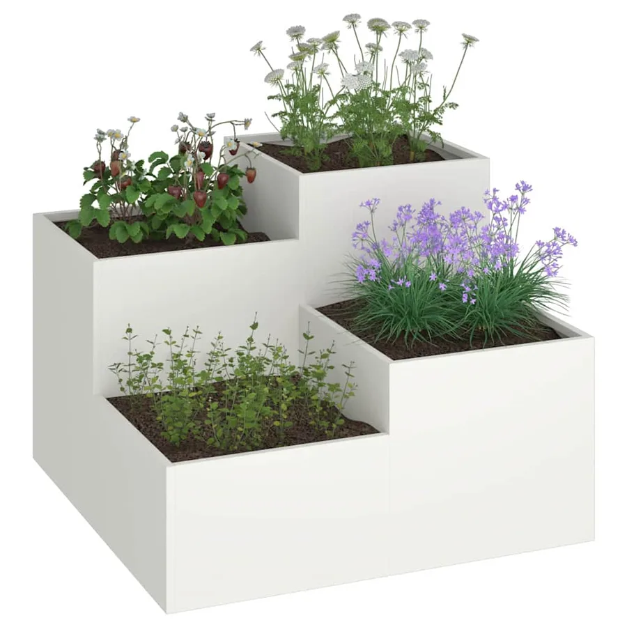 Cache-pot de jardin Blanc 100 x 100 x 60 cm Acier - 3