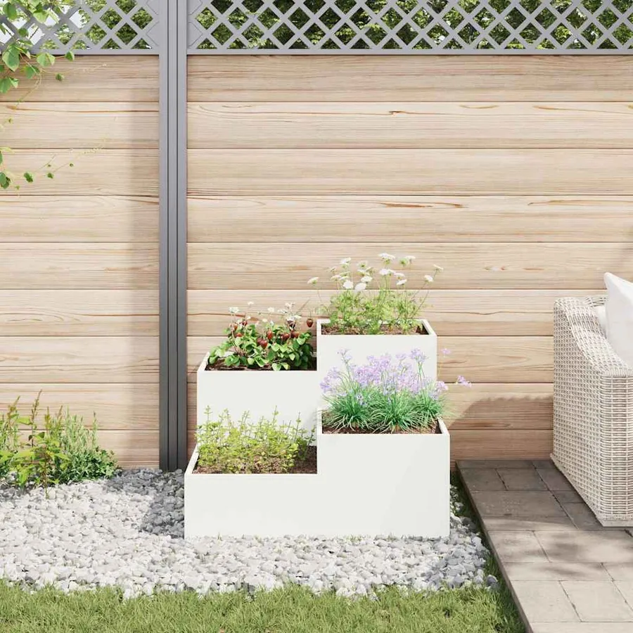 Cache-pot de jardin Blanc 100 x 100 x 60 cm Acier - 4