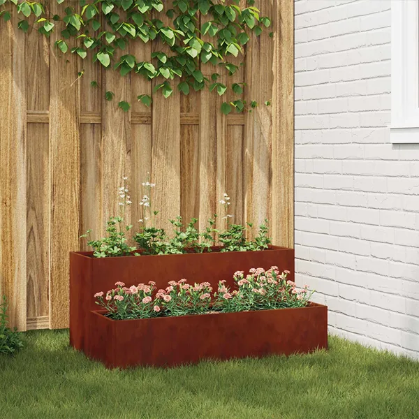 Cache-pot de jardin Rouillé 100 x 60 x 45 cm Acier patiné