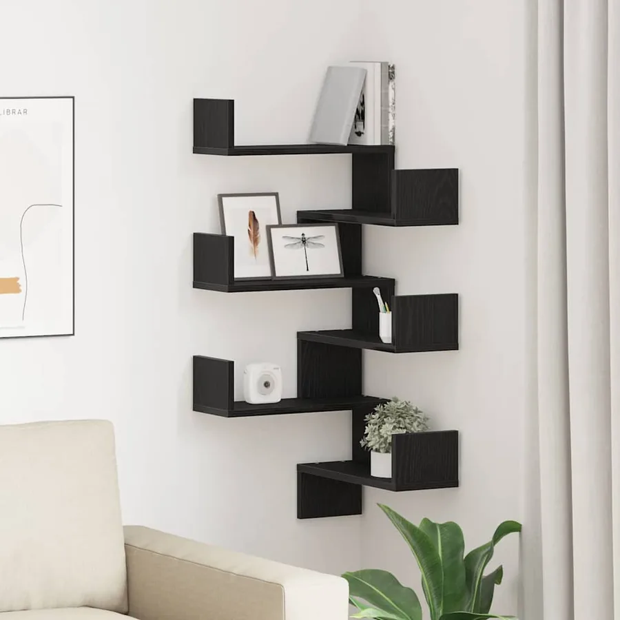 Étagère Murale avec étagère 2 pcs Chêne noir 40 x 40 x 49,5 cm