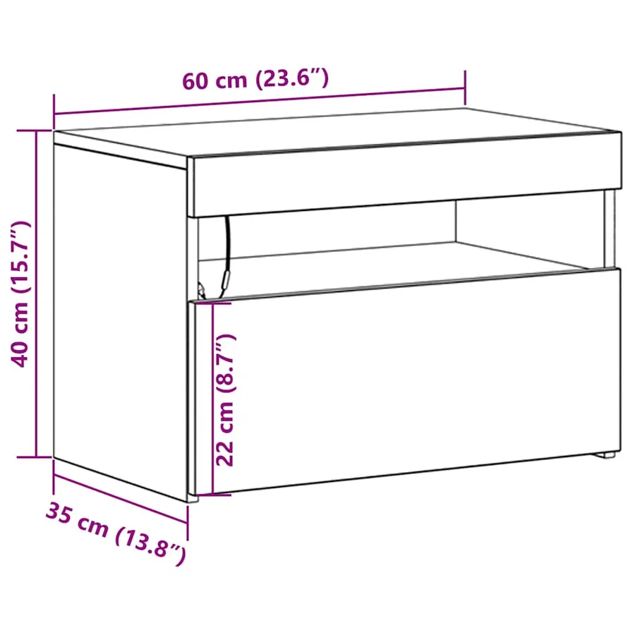 Cabinet de chevet Chêne noir 60 x 35 x 40 cm Bois d'ingénierie - 16