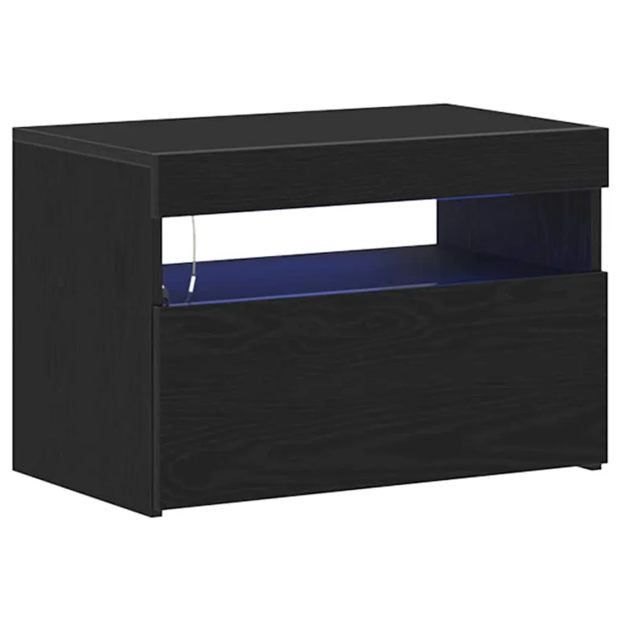 Cabinet de chevet Chêne noir 60 x 35 x 40 cm Bois d'ingénierie - 2